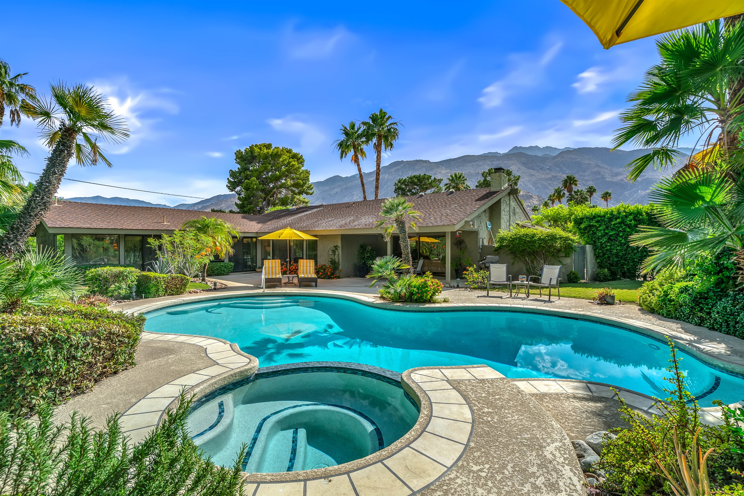 View of mountains from pool