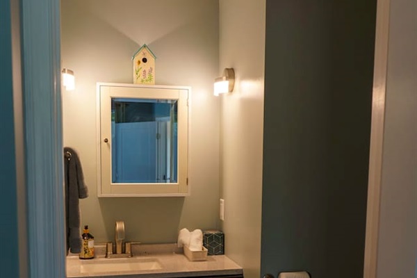 The half bath has a sink & toilet. 