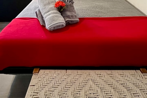 Full size bed for variety of sleeping arrangements 