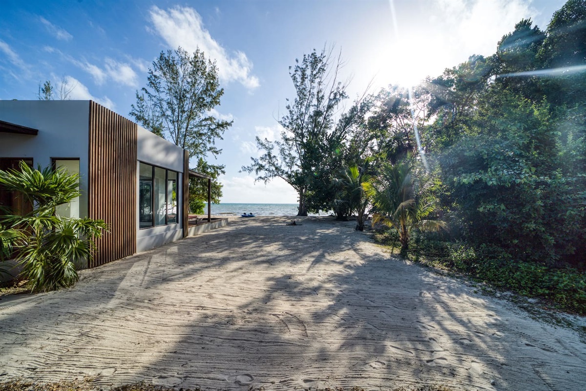 View from Villa B to the beach