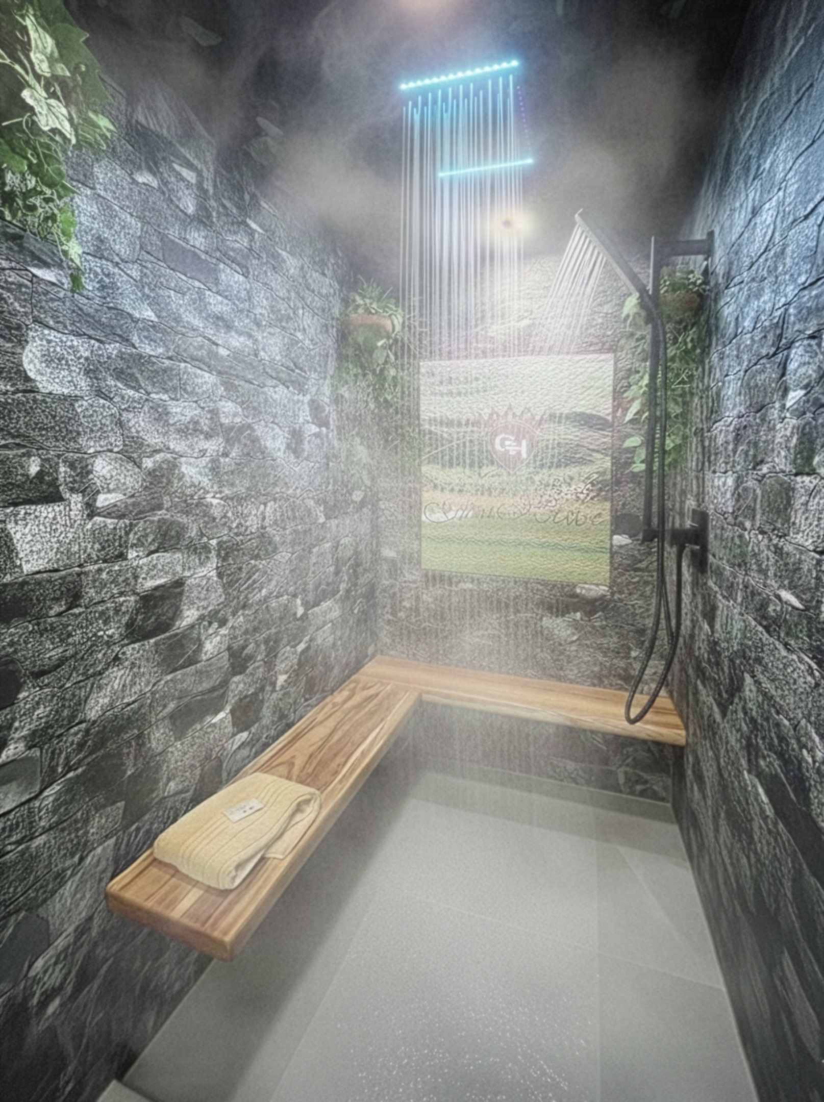 Grotto inspired steamroom shower