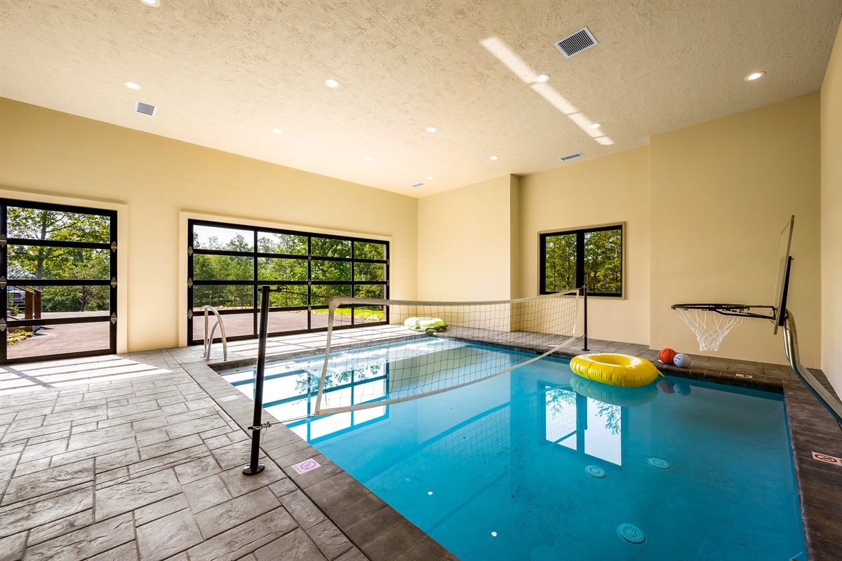 16 x 20 Heated Indoor Pool with Basketball and Volleyball