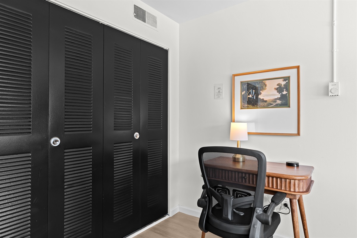 Ample closet space for all your clothes and travel essentials.