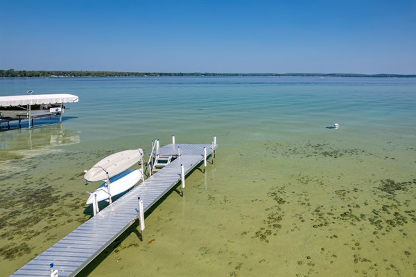 Dock with kayaks