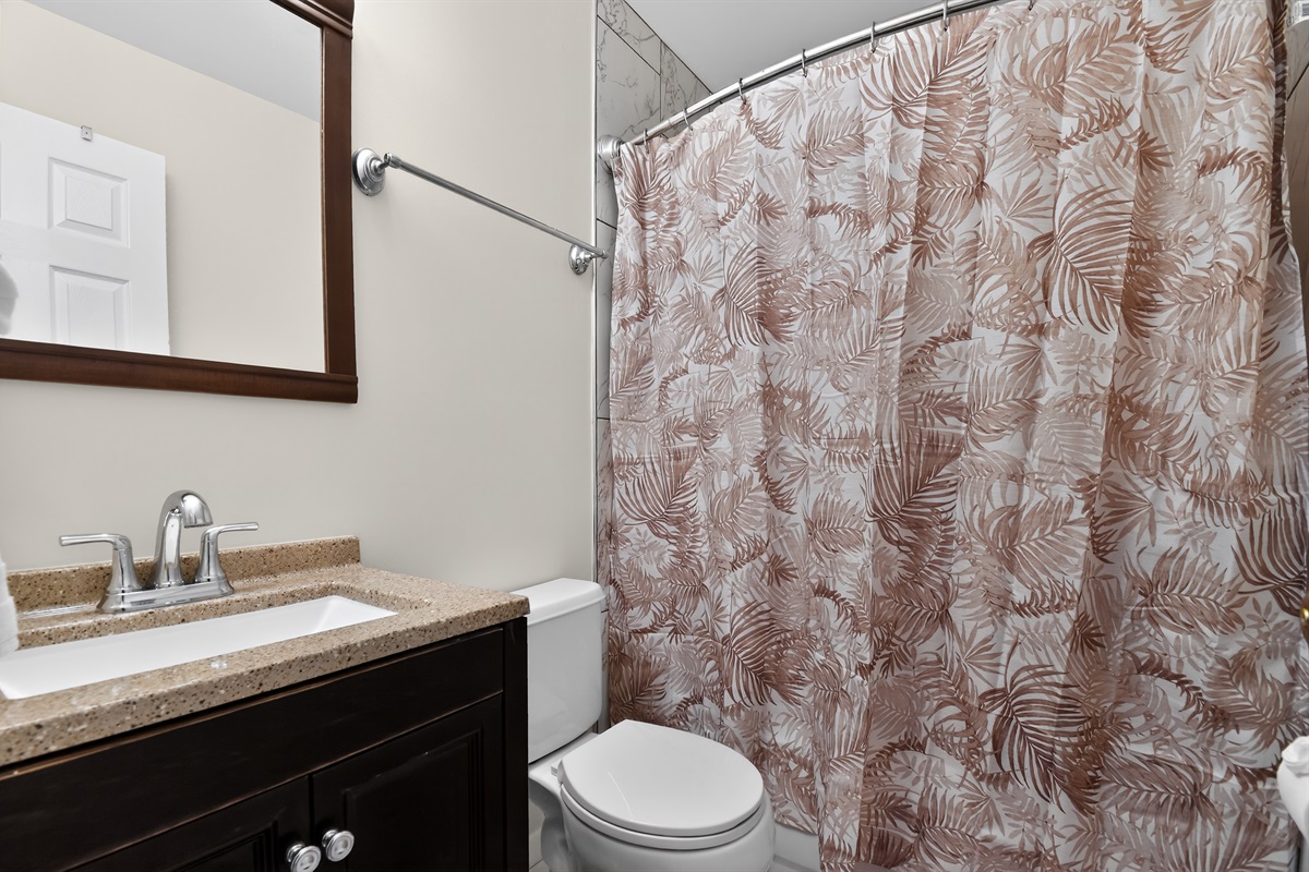 Full Bathroom — Shared Bath, Shower and Tub, Serves Bedrooms 2 and 3