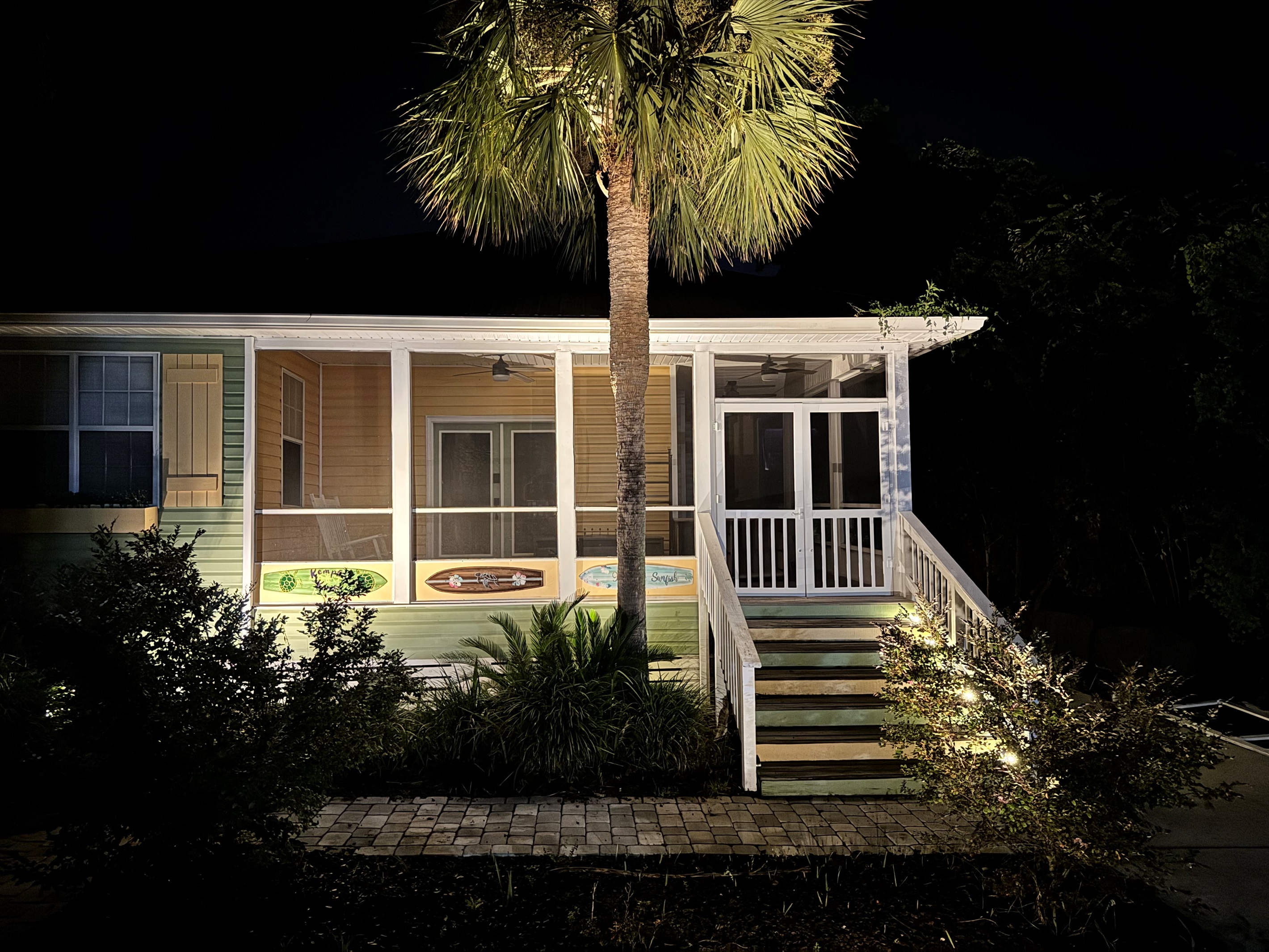 The property is lit at night for your safety 