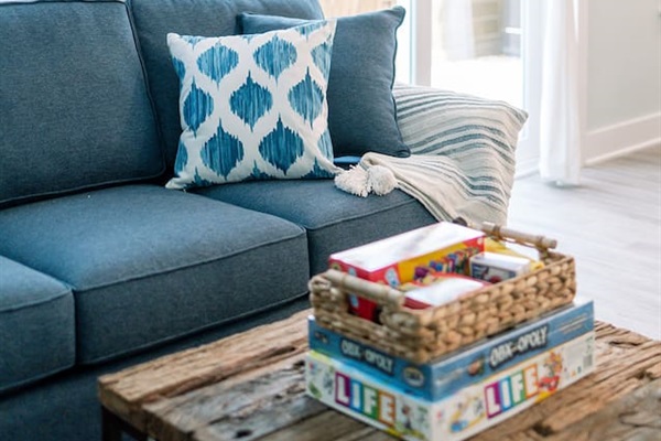 Kick back on the comfortable sectional and enjoy board games with the group.