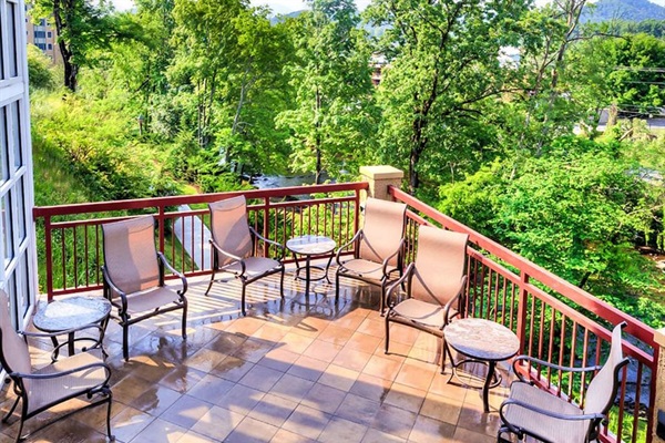 Imagine sitting on the patio listening to the water of the Little Pigeon River.