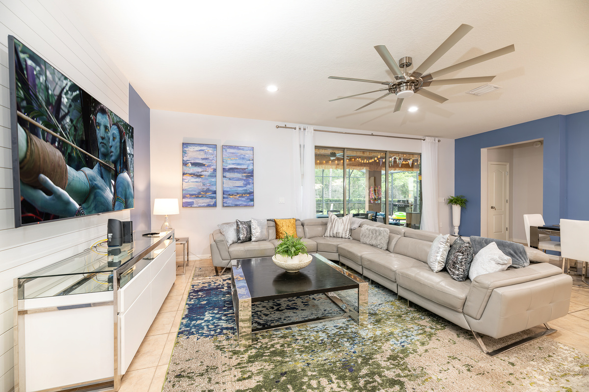 Living Room with Large Smart TV