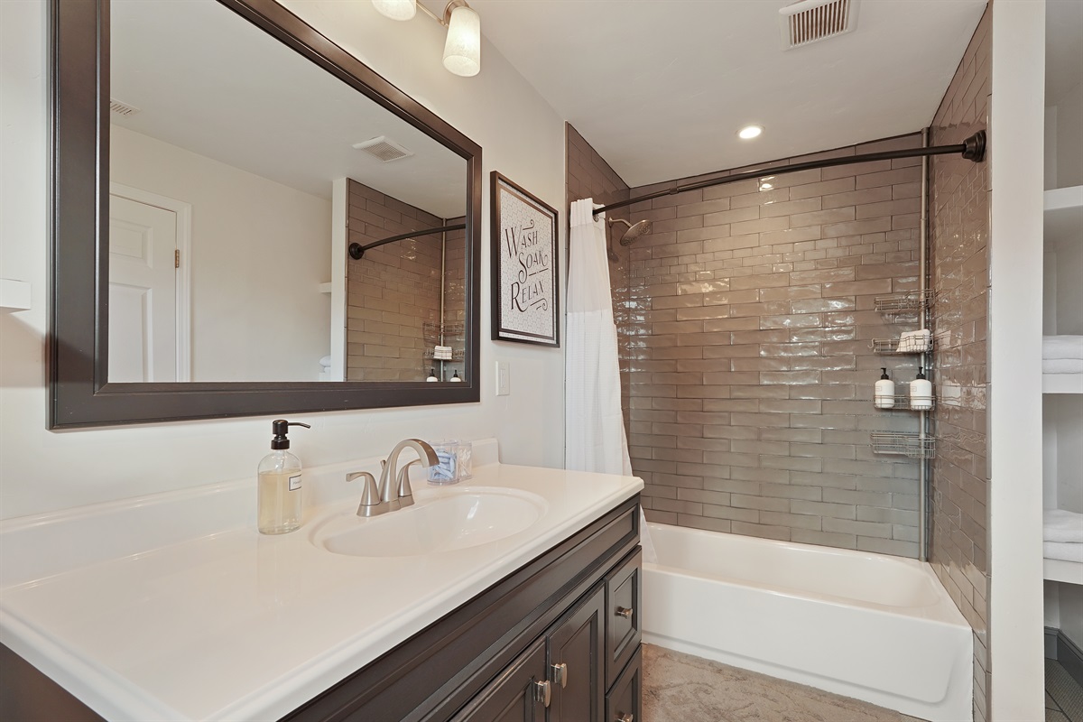 The second bathroom is located at the back of the home and has combination tub/shower.