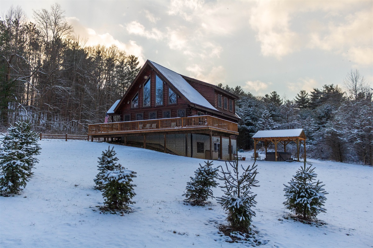 Beautiful winter view of the exterior of the Lodge