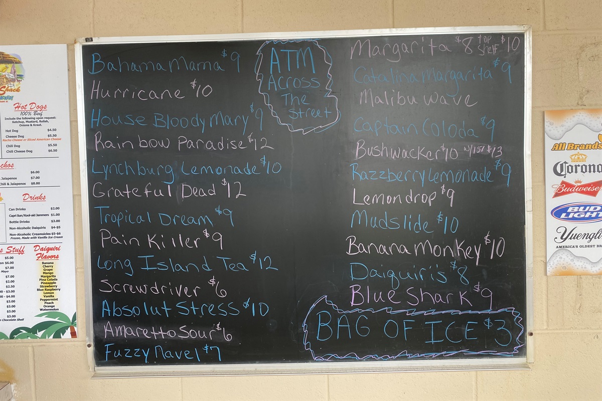 Sugar Shack Menu