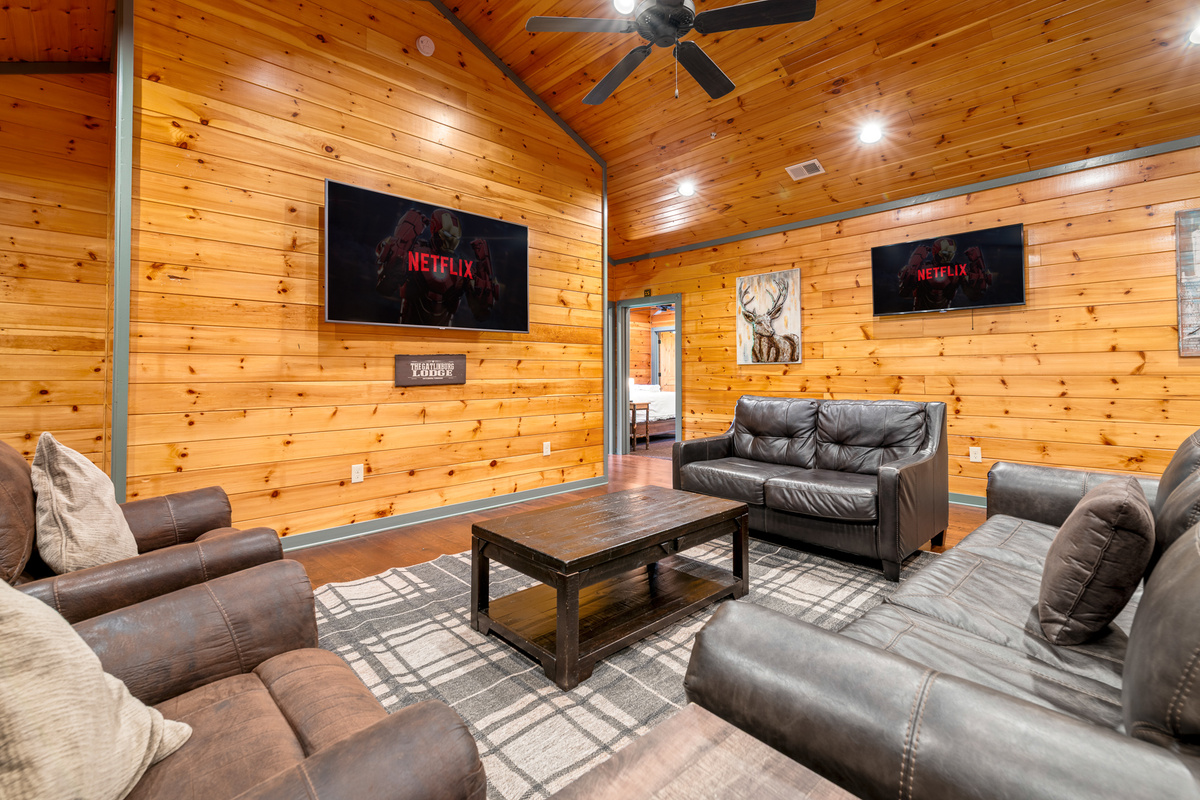 Additional living area for watching games with multiple TVs, extra sleeping area as well!