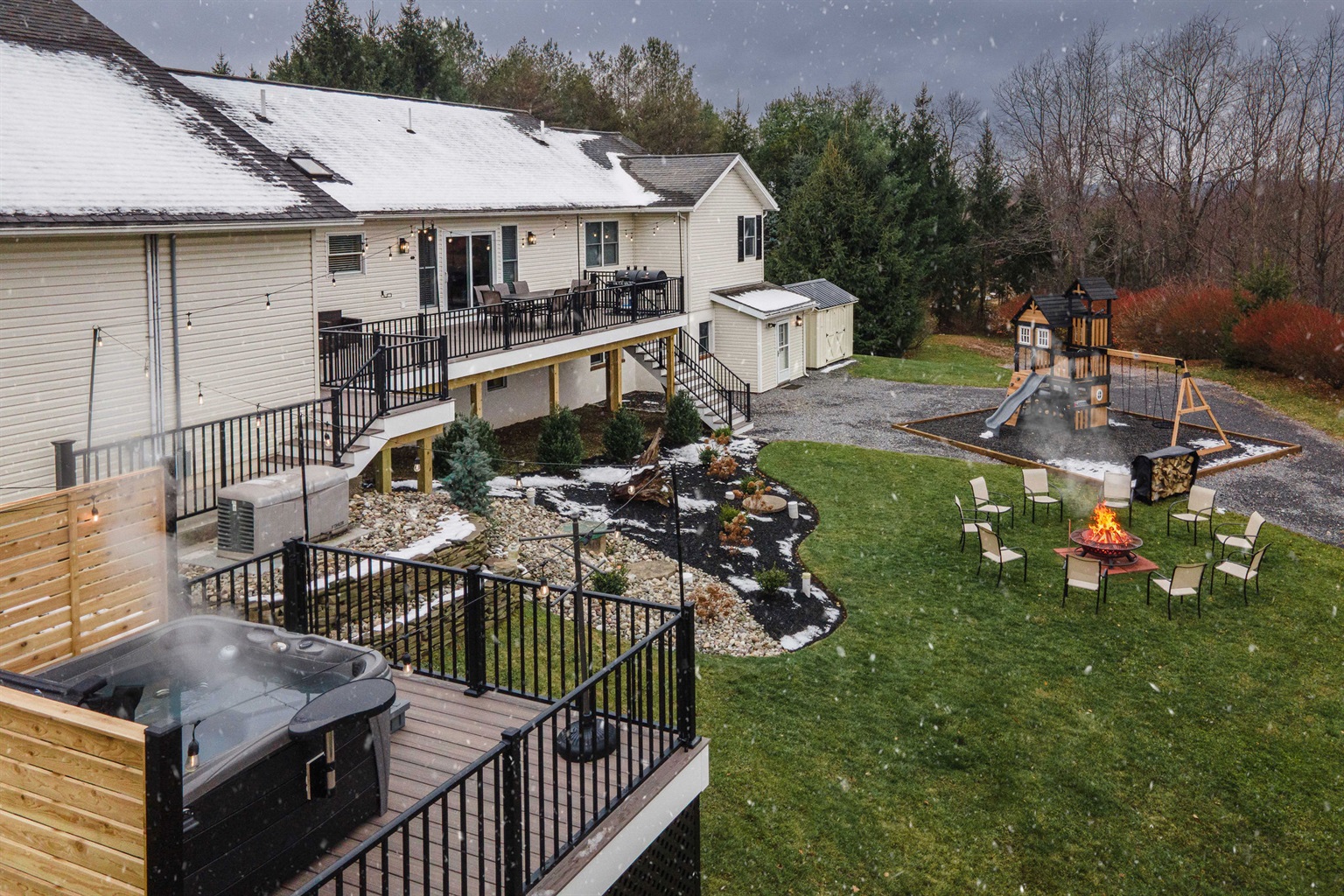 23 Private Acres with Hot Tub, Fire Pit, Deck, and Family-Friendly Yard The perfect mountain getaway with room to play, relax, and reconnect.