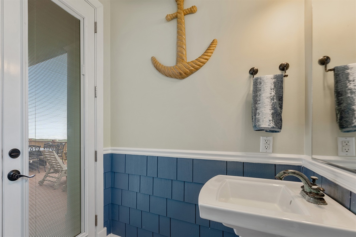 Half Bath #2: Additional access to large 1st floor deck and sitting area.