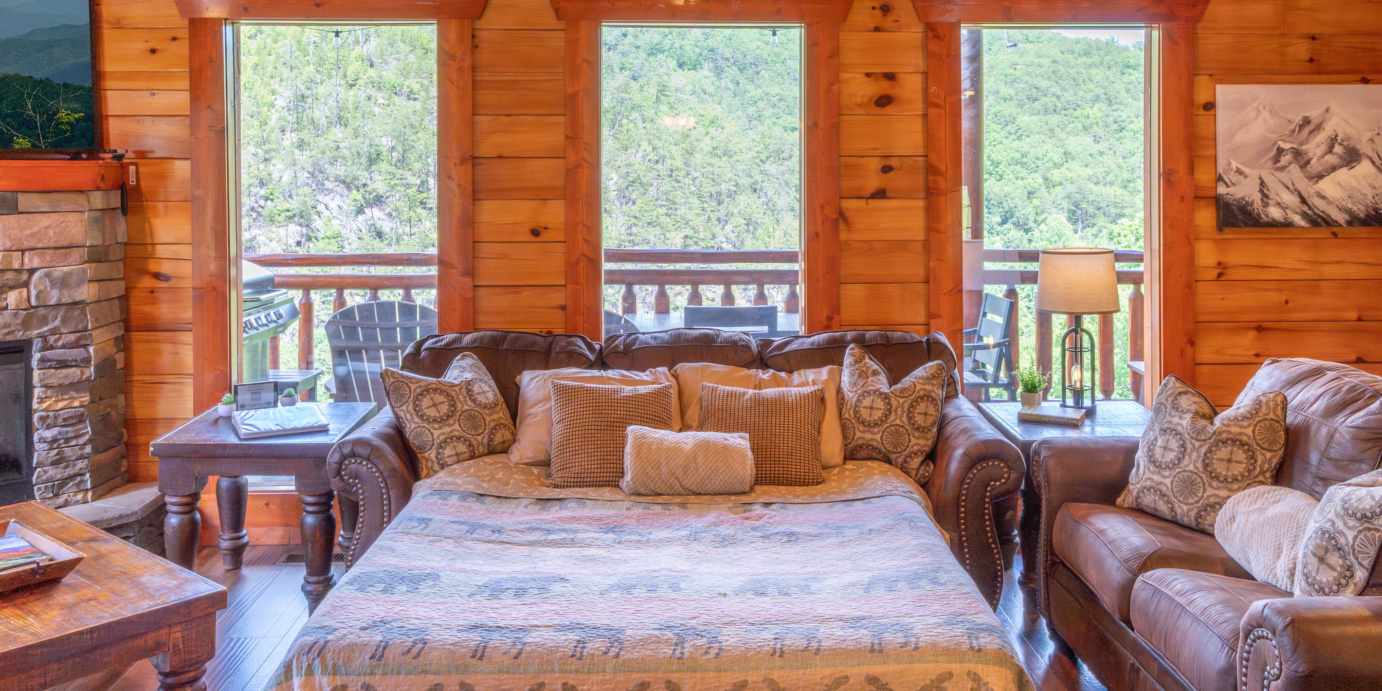 Our cozy family room provides another main floor sleeping space with the sleeper sofa.
