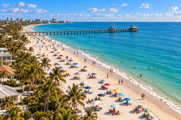 Naples’ iconic Gulf coastline and pier, surrounded by miles of powder-white beach.