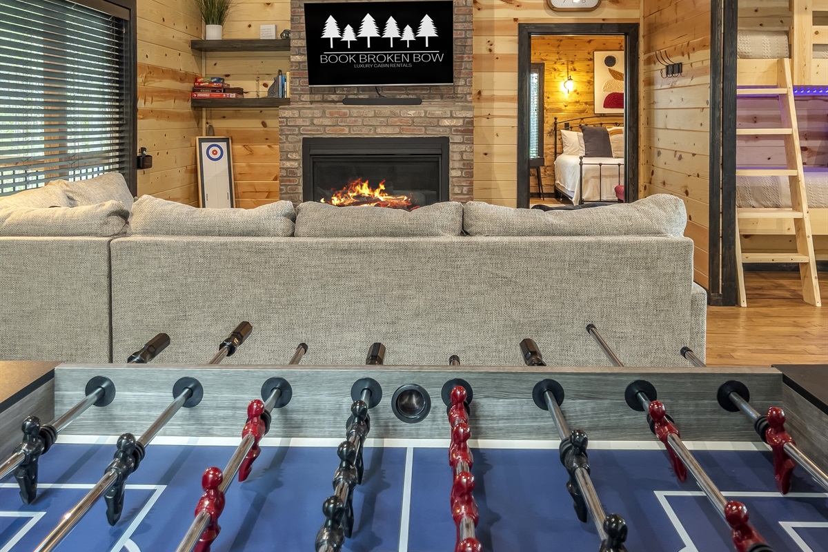 The master bedroom sits off the living/game area for privacy.