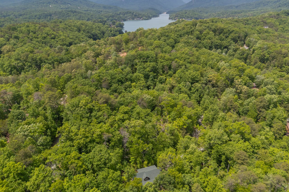 Upper drone view of the cabin 