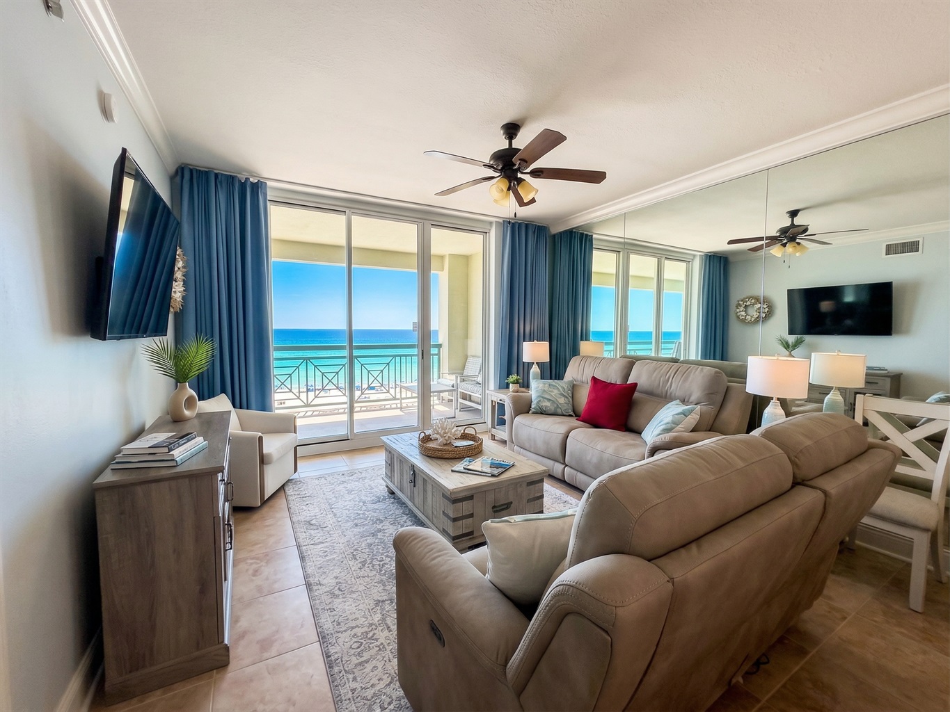 Unwind in a bright, comfortable space where the soundtrack is gentle waves and the backdrop is pure emerald water.