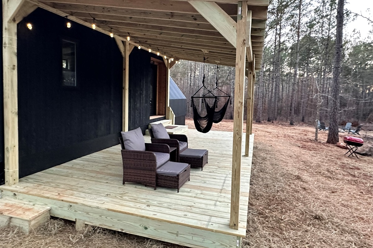 Covered Porch with Hammock Chairs