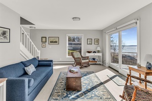Living room with Blue couch