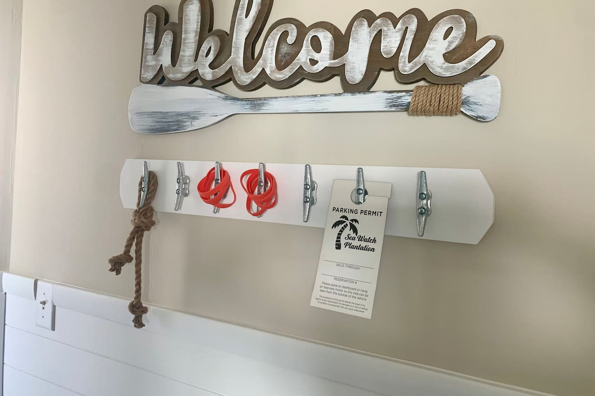 Pool bands and Parking passes waiting in the room. Must return the red pool bands after stay 