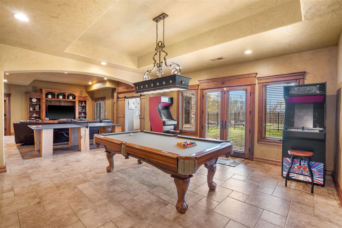 Pool table, Ping Pong table, and 2 arcade machines!