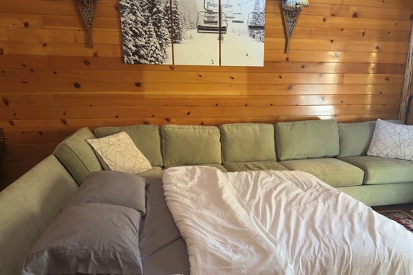 The sectional has a queen size sofa bed