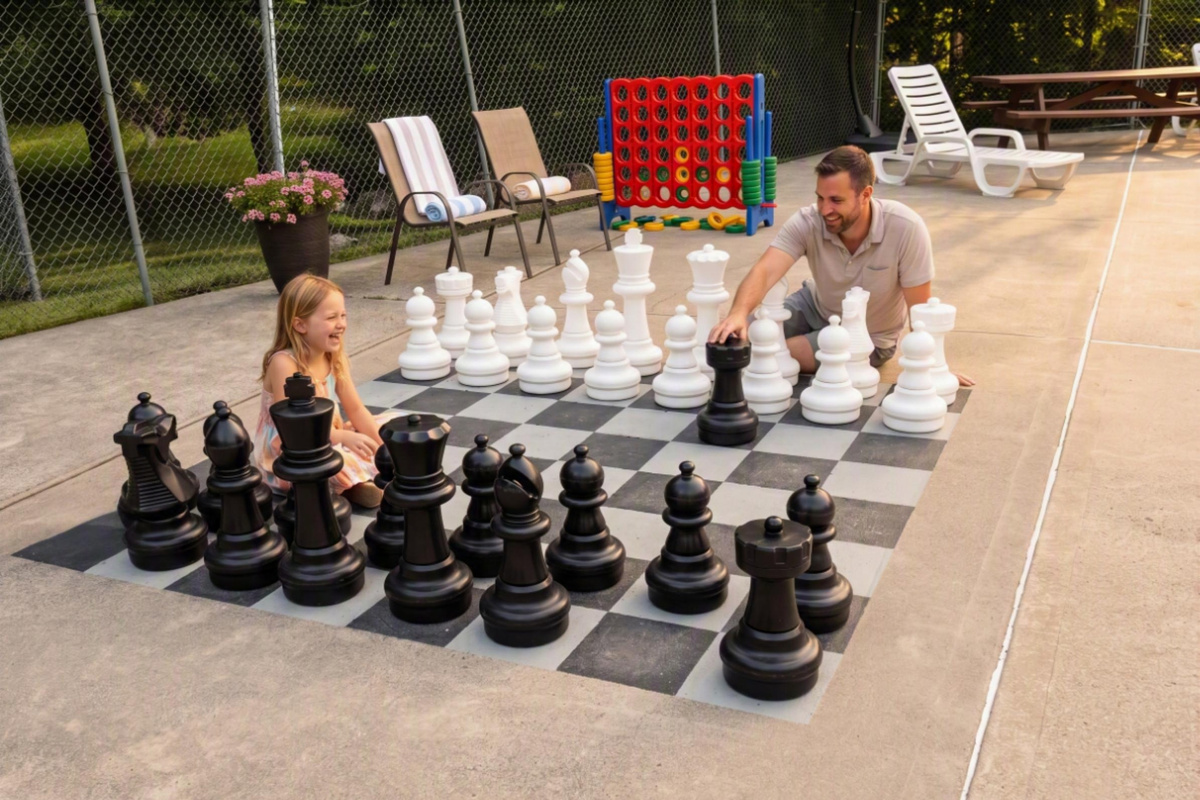 Life size Chess and Giant Connect 4 Games by the Pools