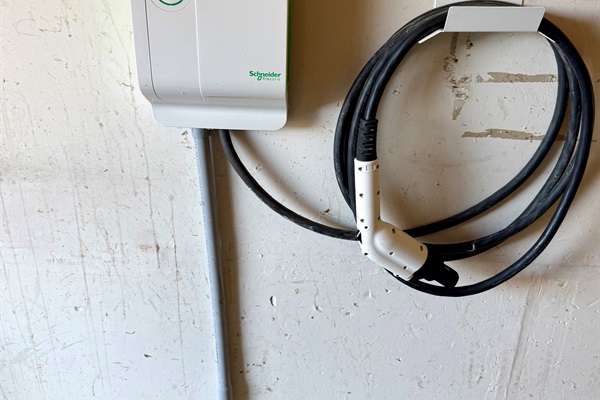 Complimentary 30amp J1772 EV charger in garage