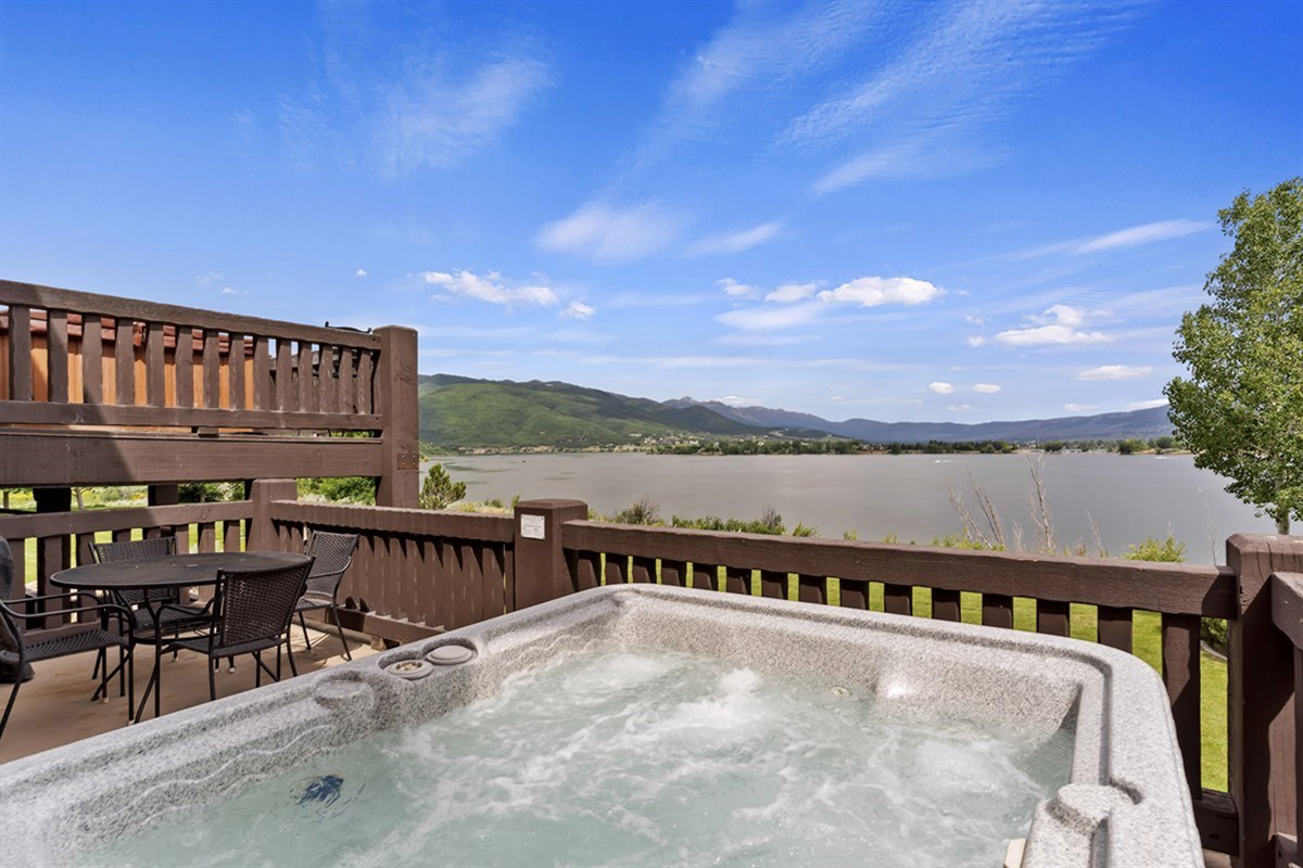 Relax in your private hot tub while taking in sweeping views of Pineview Reservoir and the surrounding scenic mountains.