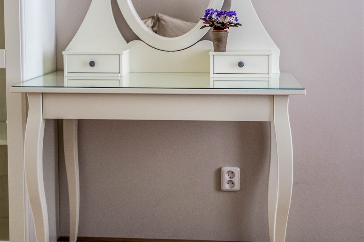Dressing table with a mirror
