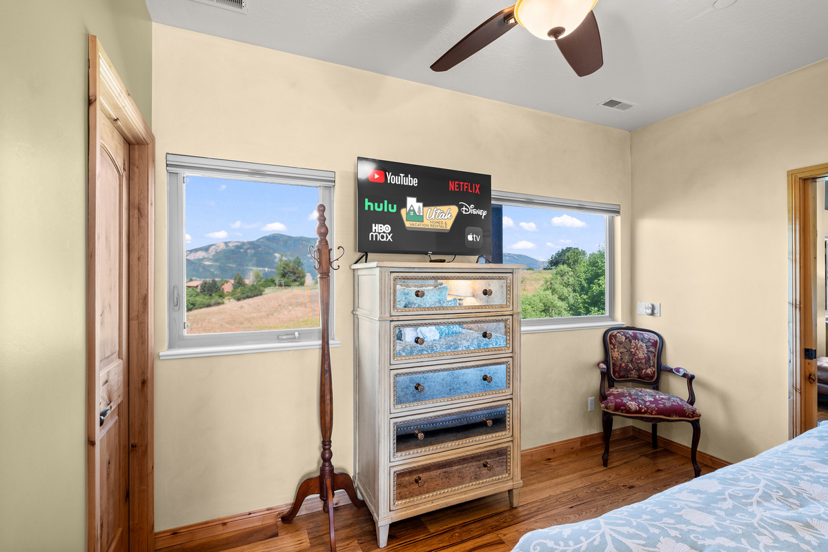 Captivating views from the bedroom, TV, and walk-in closet. and a TV