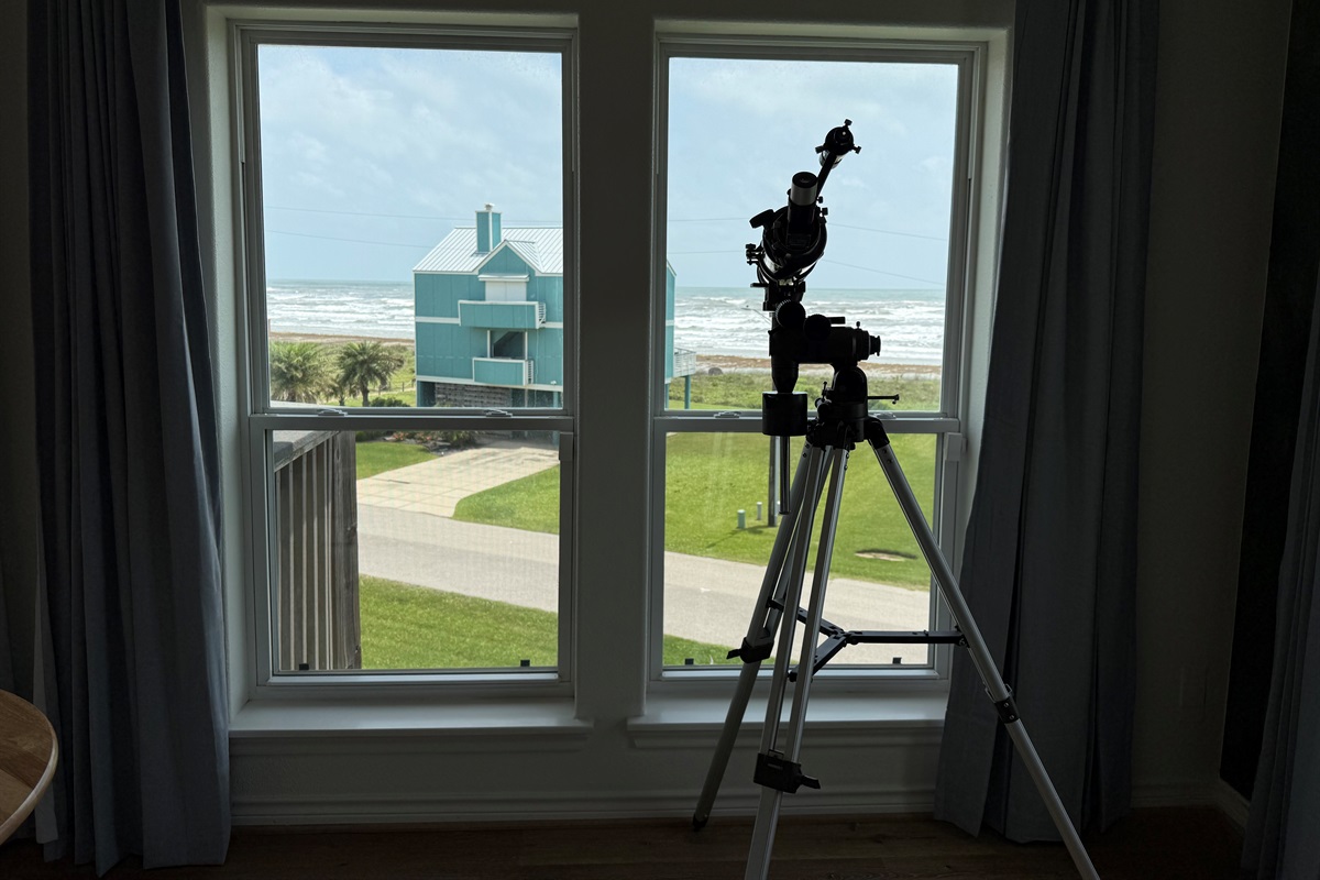 A telescope for star gazing. Enjoy watching the boats sail by, too.