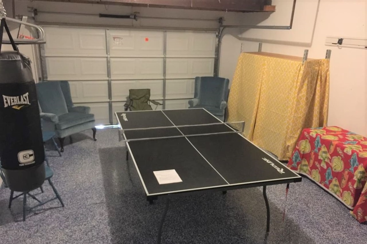 Ping (Beer) Pong table in garage.