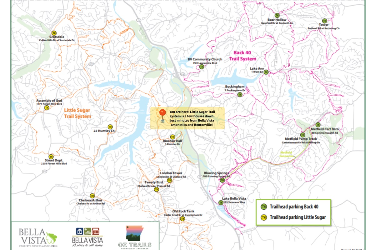 You are here! Little Sugar trail access is down the street!