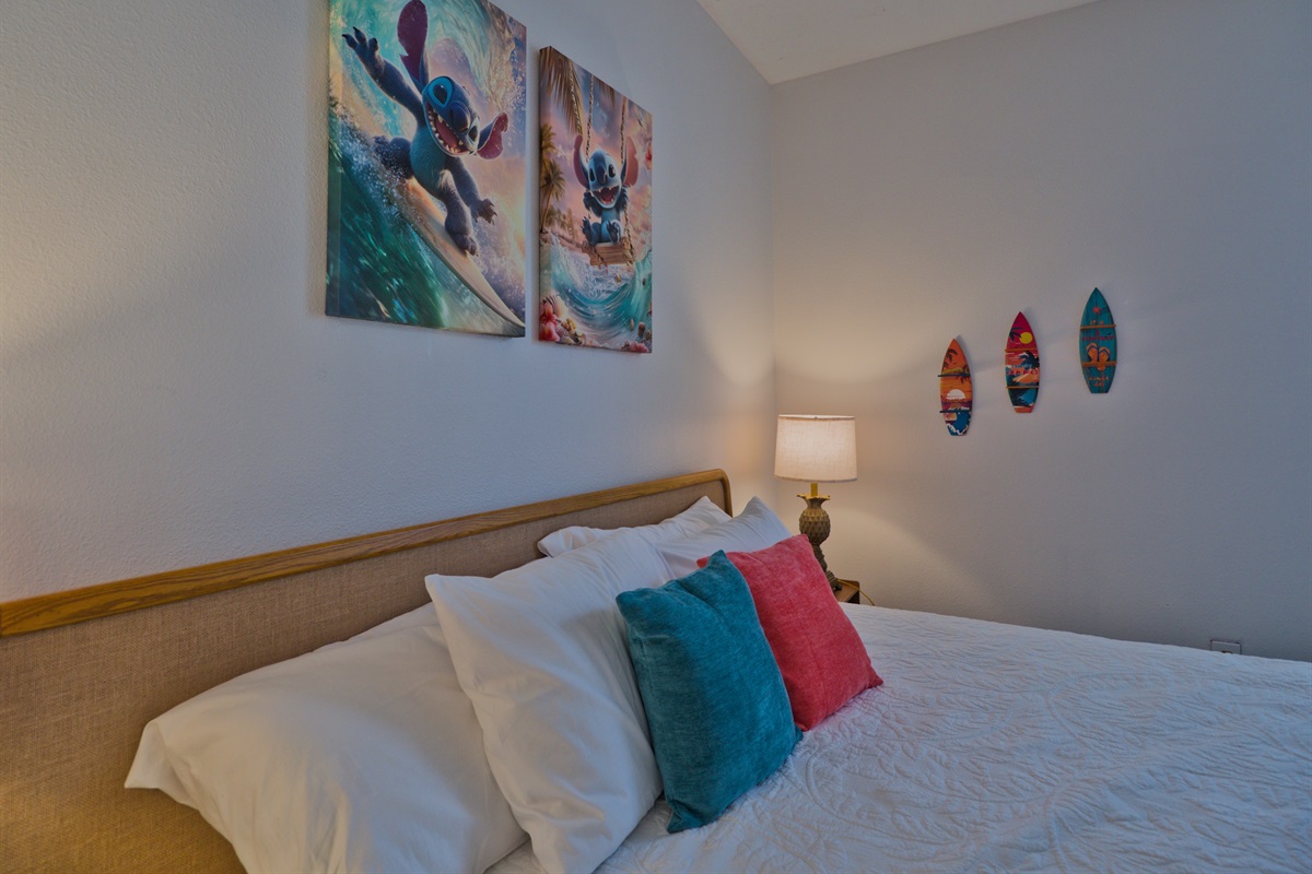 Stitch room with king bed.