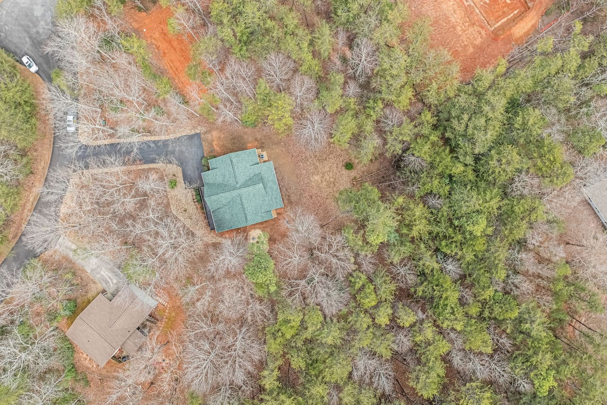 Upper drone view of the cabin