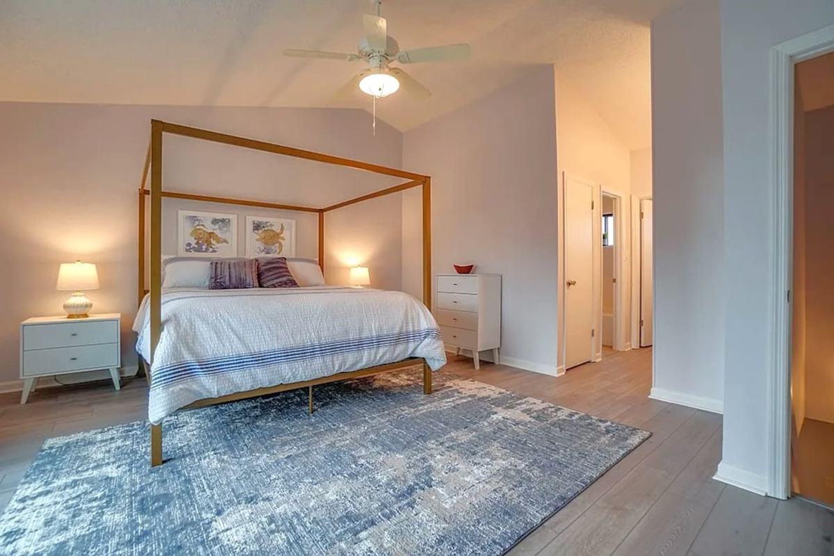  Sleep here and you'll question going back home &mdash; king bed, blackout curtains, and the Gulf just outside your private deck door.