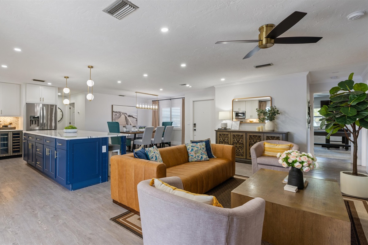 Bunk beds and game room view from the living area.