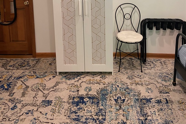 Freestanding closet (plus dresser by bed) offer plenty of space to unpack luggage.