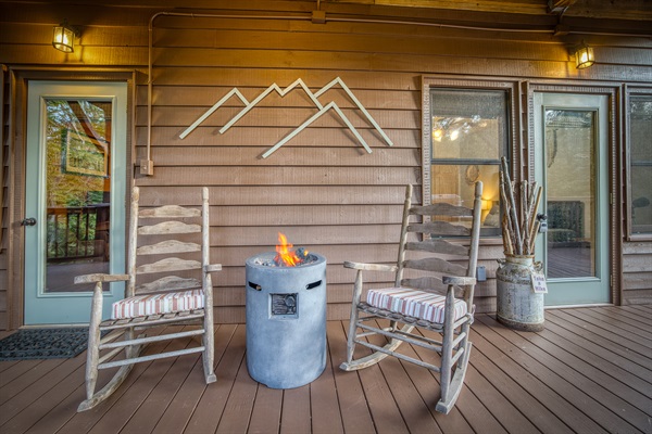 Gas firepit on lower deck