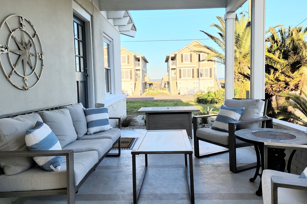 Patio with gas fireplace