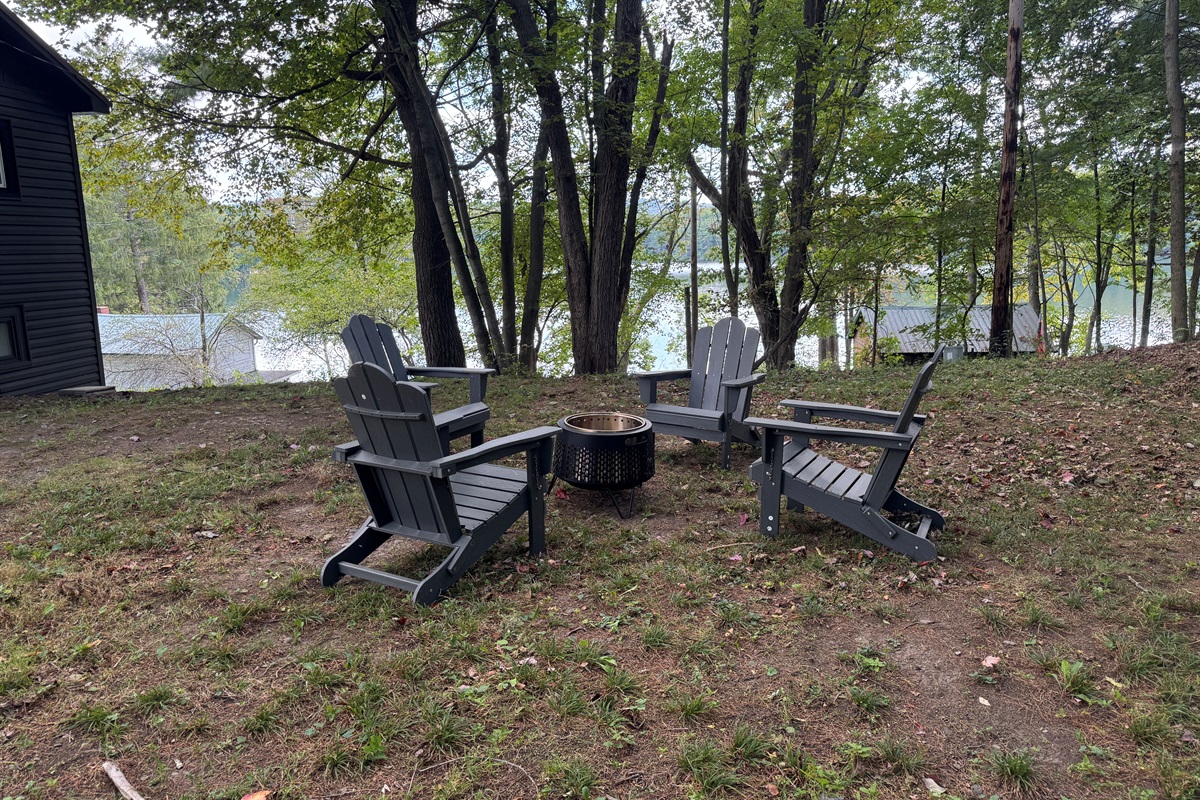 Firepit with lake views