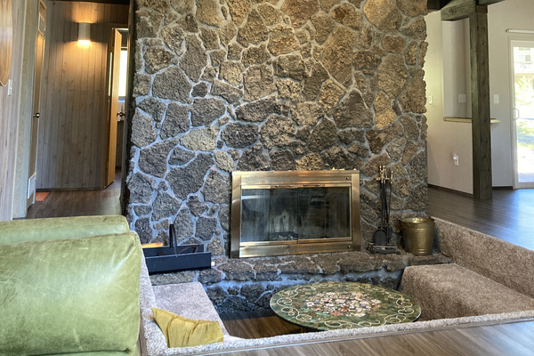Fireplace and conversation pit.