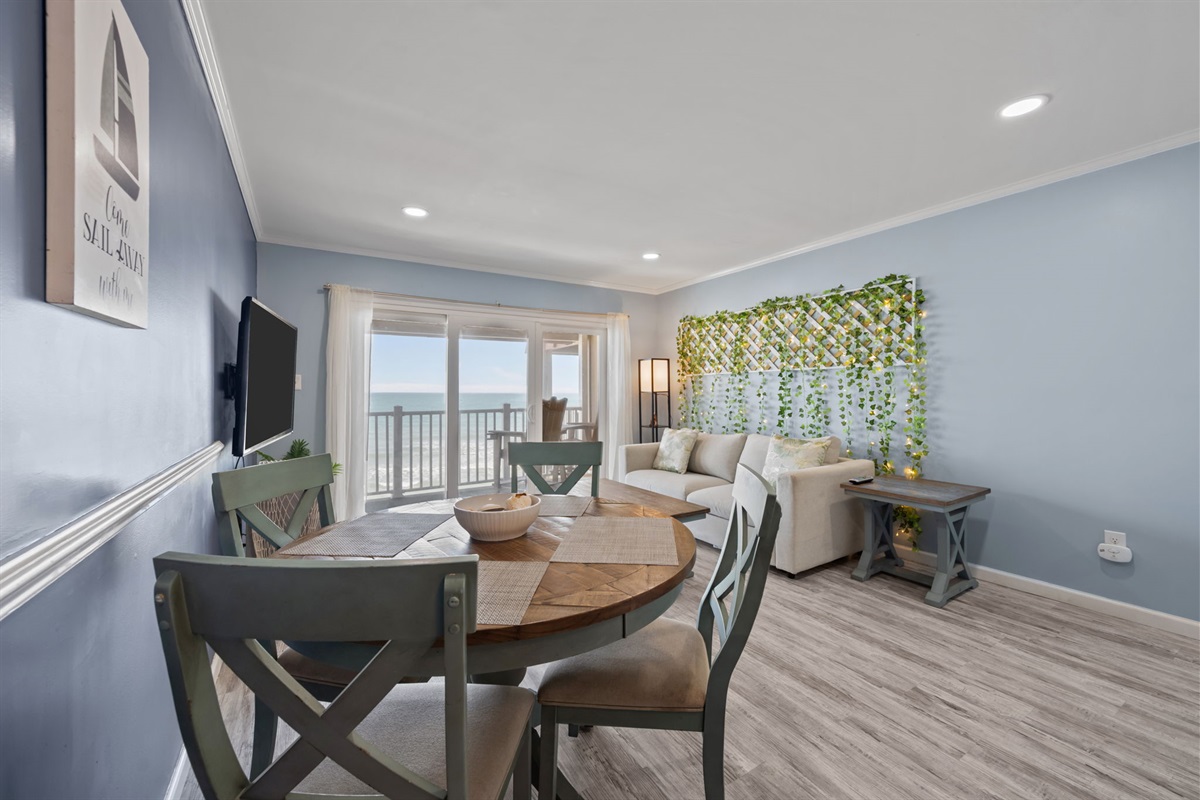 Dine with ocean views in the background through the open living space
