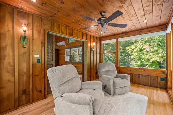 A relaxation space with cozy seating