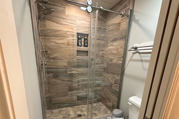 shower in bathroom basement