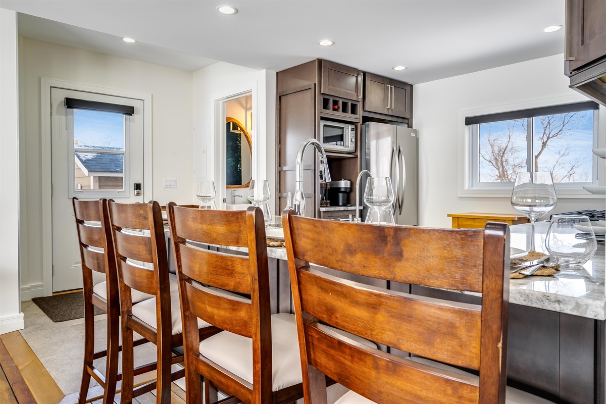 White backdrop highlights natural finishes.